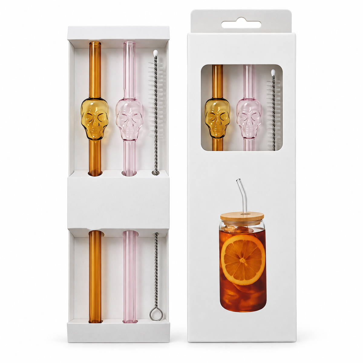 Sorbetes de Vidrio Calavera c/ Cepillo - Set x 2
