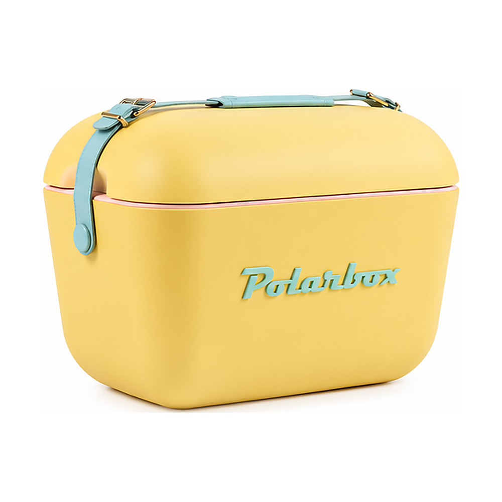 Conservadora Polarbox Retro Amarilla c/ Correa Verde - 20 lts