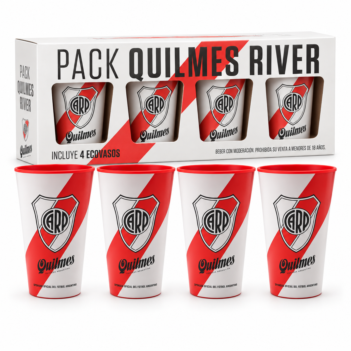 Ecovasos Quilmes River Plate - Pack x 4