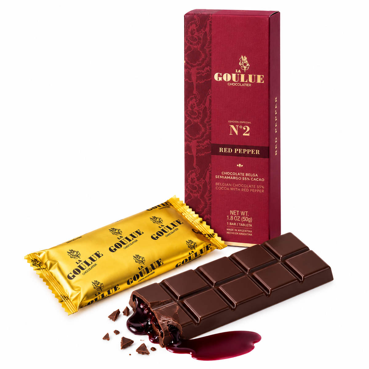 Tableta de Chocolate Semiamargo 55% de Cacao con Pimienta Roja - 50 gr